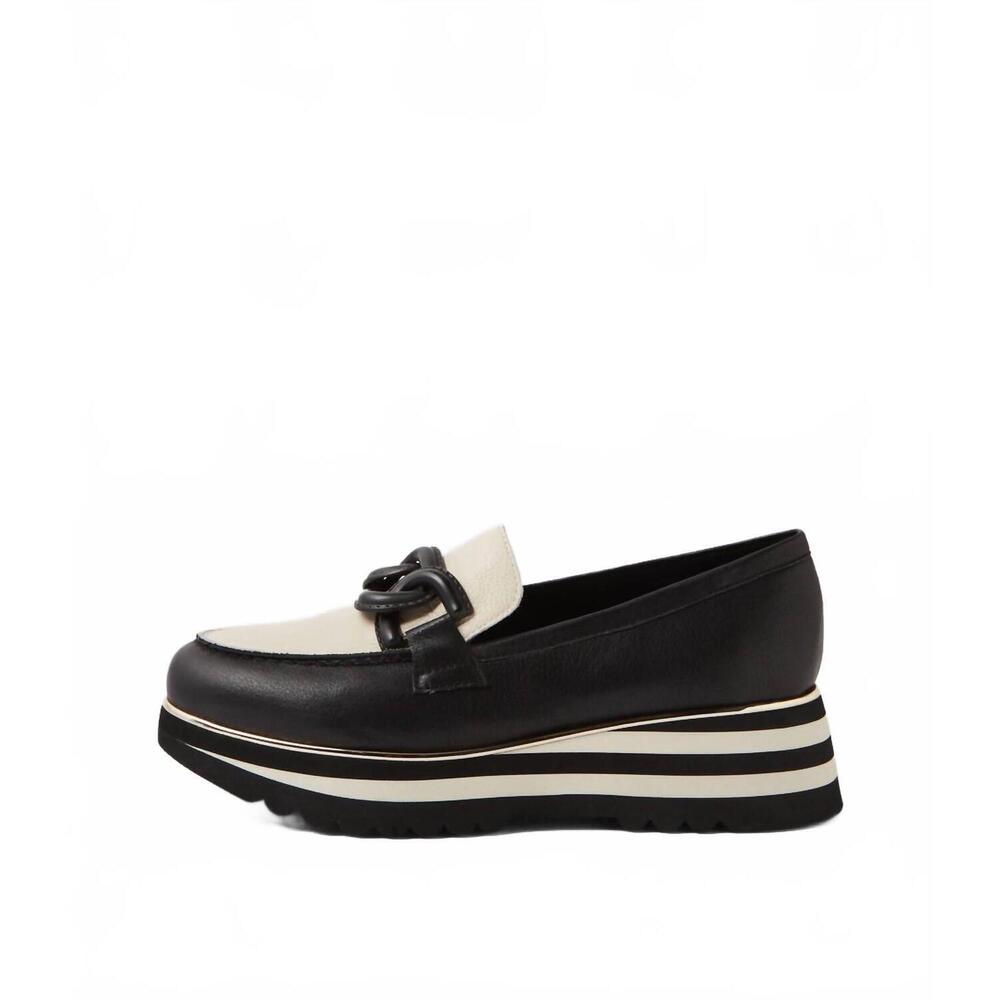 NEW DJANGO & JULIETTE women's eaila platform loafers in black-black-black and mi
